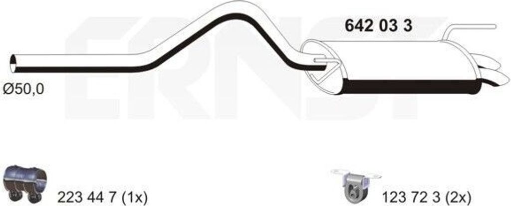 ERNST 642033 Endschalldämpfer für VW Caddy II Kastenwagen (9K9A) Auspuff