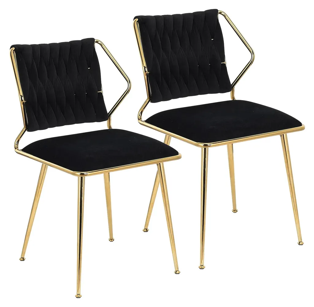 Chaise velours noir anti-rayure sol, assise moelleuse et pieds métal Noir