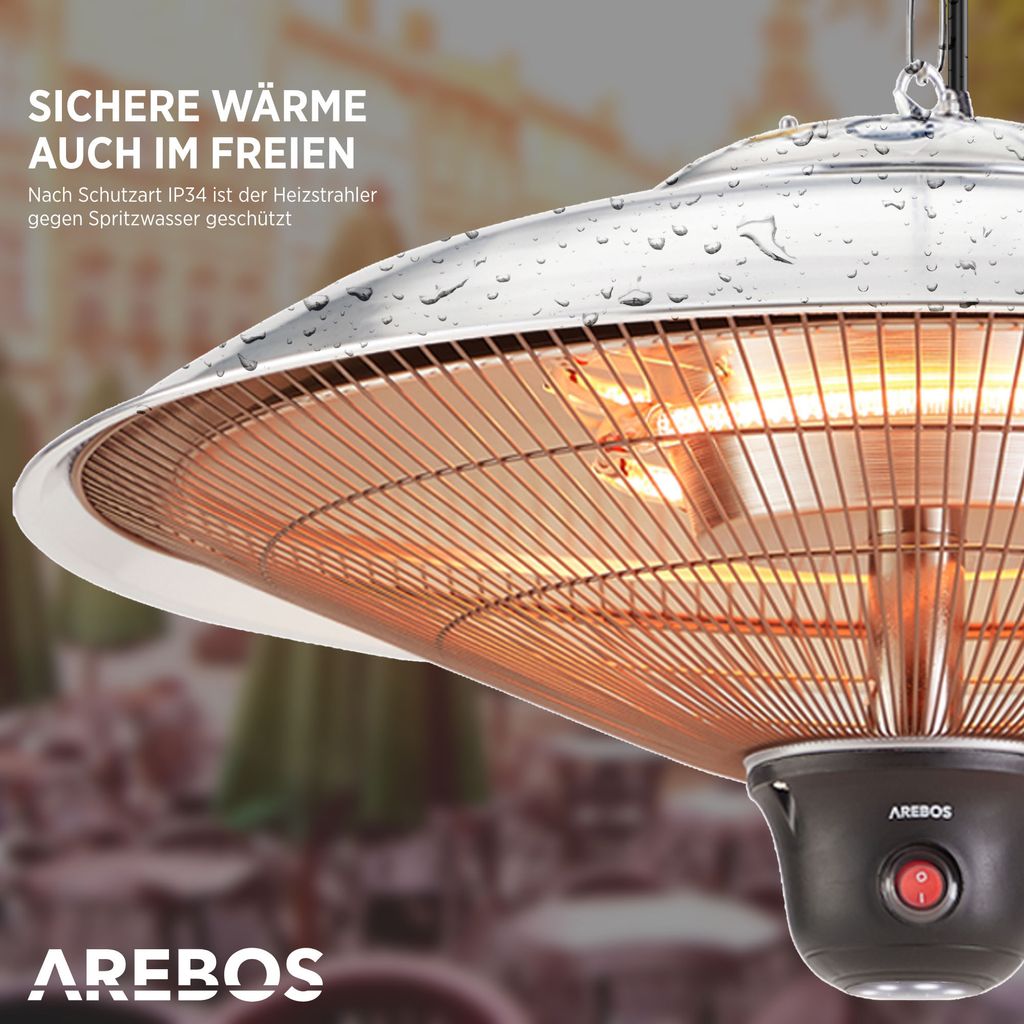 AREBOS promiennik sufitowy 2000 W + pilot, 3 poziomy Zdjęcie produktu 3
