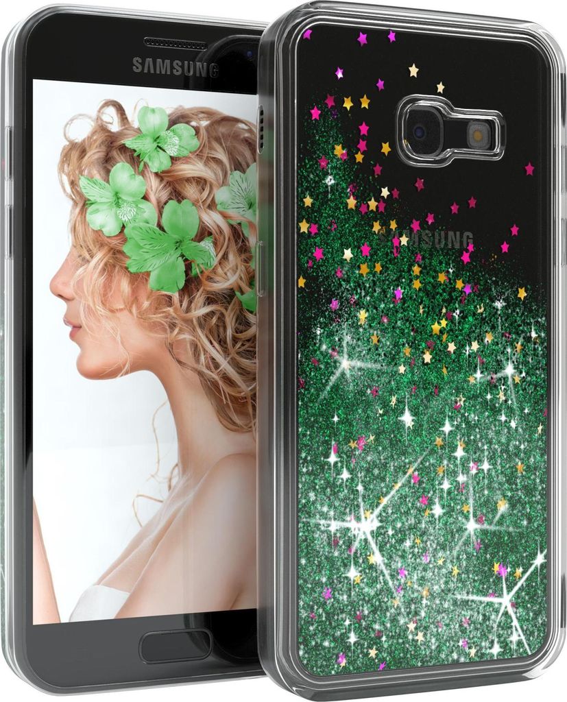 EAZY CASE - Glitzer Hülle kompatibel mit Samsung Galaxy A3 2017 Glitzer Schutzhülle, Soft Case, Backcover Transparent mit Motiv