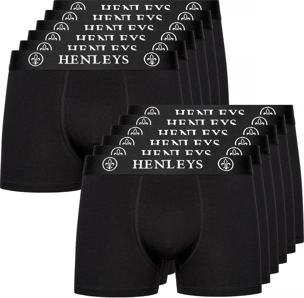 Henleys - "McBlacken" Boxershorts für Herren(12er-Pack) BG1337 (M) (Schwarz)