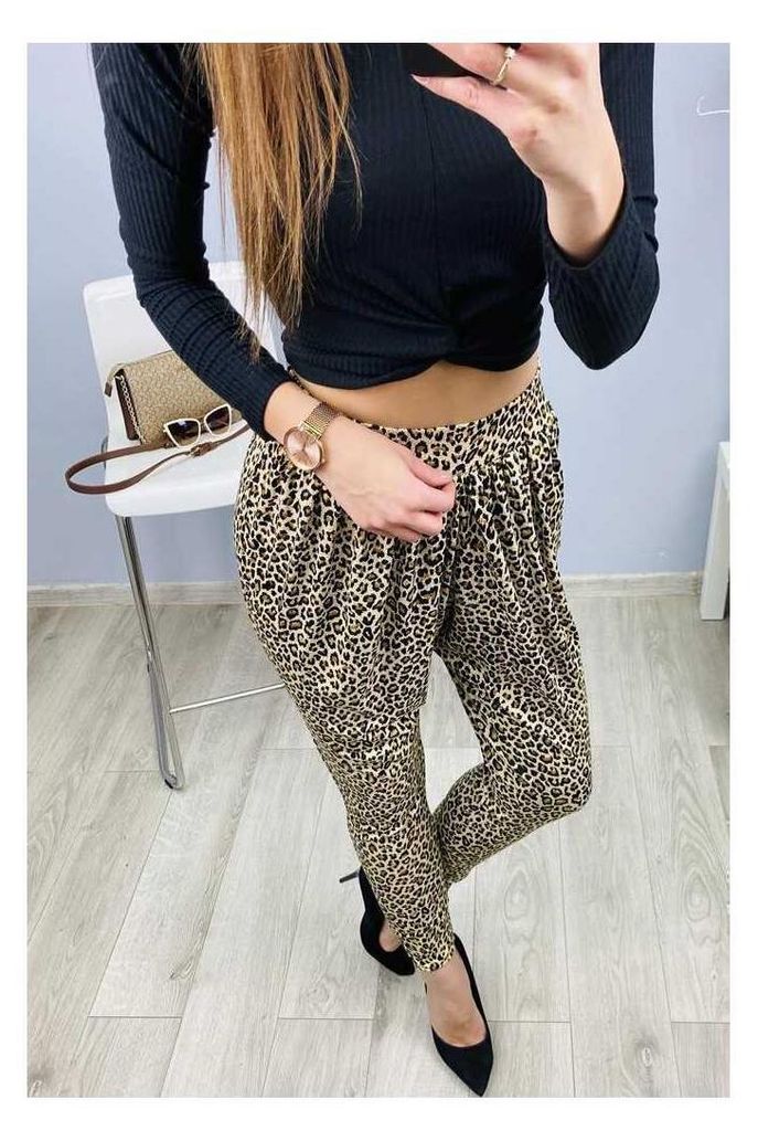 Damen Aladin-Hose Haremshose; Leo-Braun L/XL Produktbild 