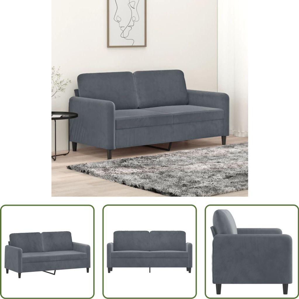 The Living Store 2-Sitzer-Sofa Dunkelgrau 140 cm Samt