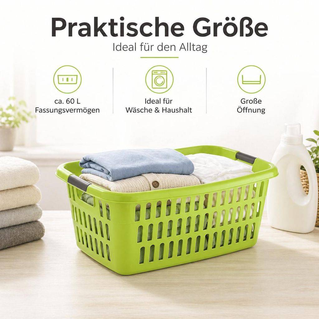 Großer Wäschekorb mit Seitlichen Eingriffen und Belüftung –
