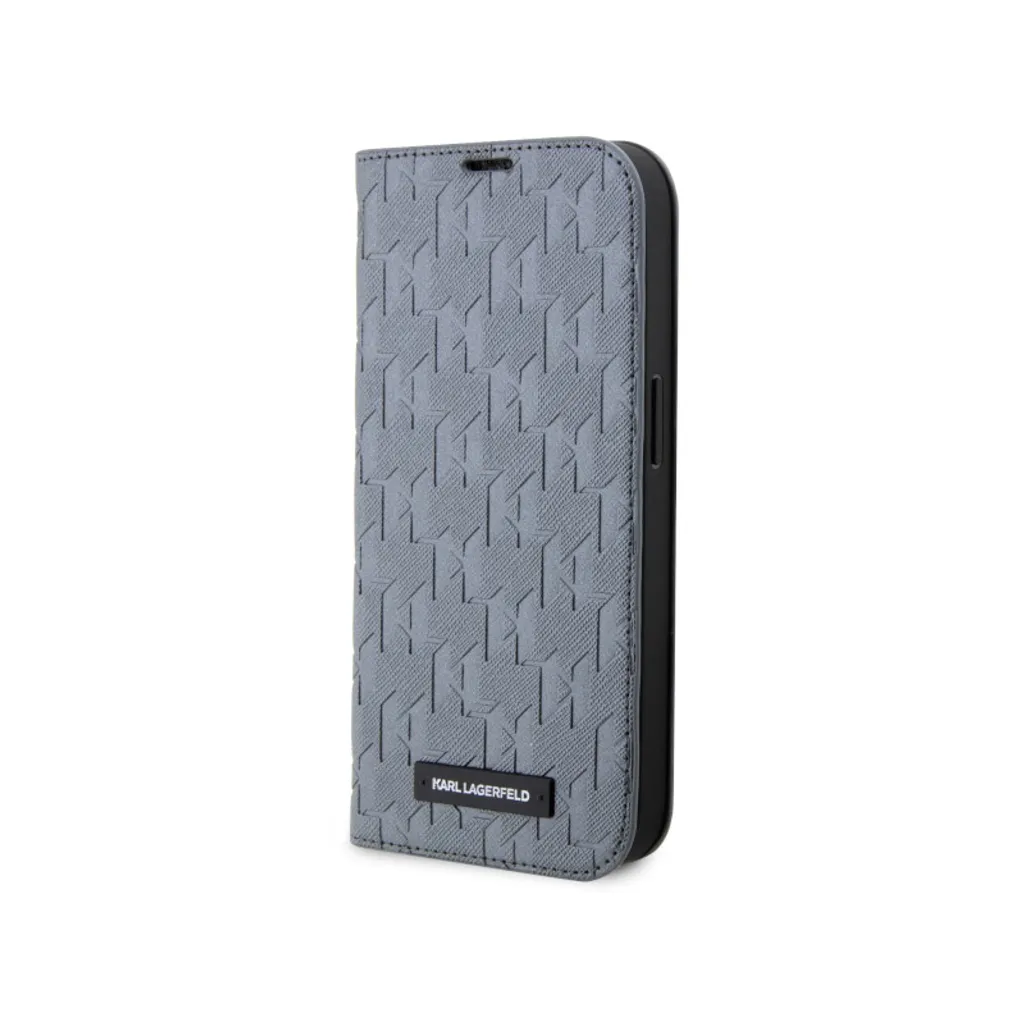 Karl Lagerfeld Klbkp14Ssaklhpg Iphone 14 / 15 / 13 6.1 Bookcase Srebrny/Silver Saffiano Monogram