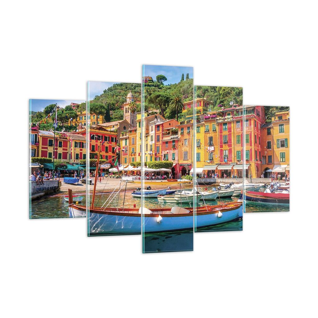 Bilder auf glas - 5 Teile - Weihnachtsmann Margherita Ligure - 150x100cm - Glasbilder - Wandbilder - Bilder - Wanddekoration aus Glas - Glas Bilder...