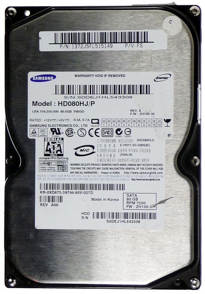80GB HDD Samsung HD080HJ/P S-ATA ID10722