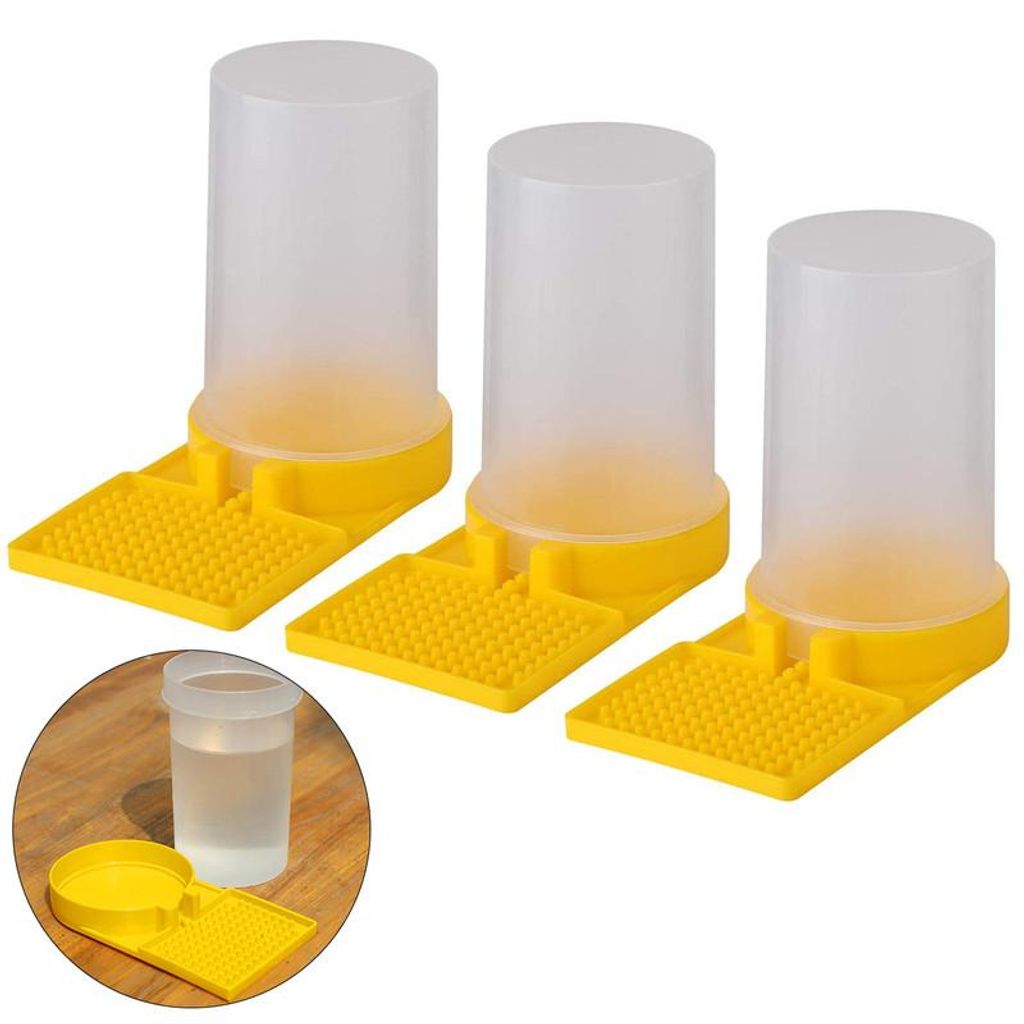 Bienen Tränke 3 Stück Set Kunststoff Halbtransparent Einfache Montage Bienenstock Futterspender für Wasser Flüssigfutter Imkerei