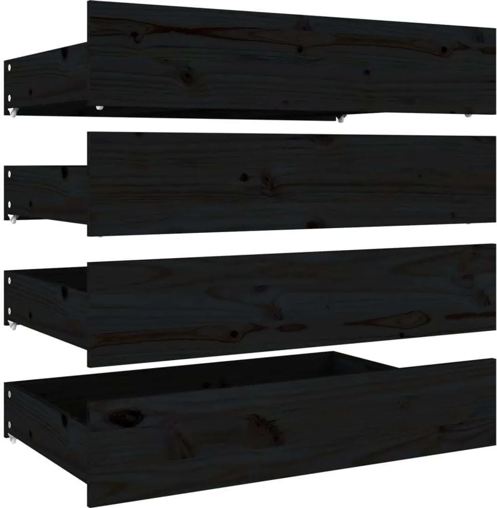 Tiroir de lit noir pour optimiser le rangement sous le lit, 4 pcs