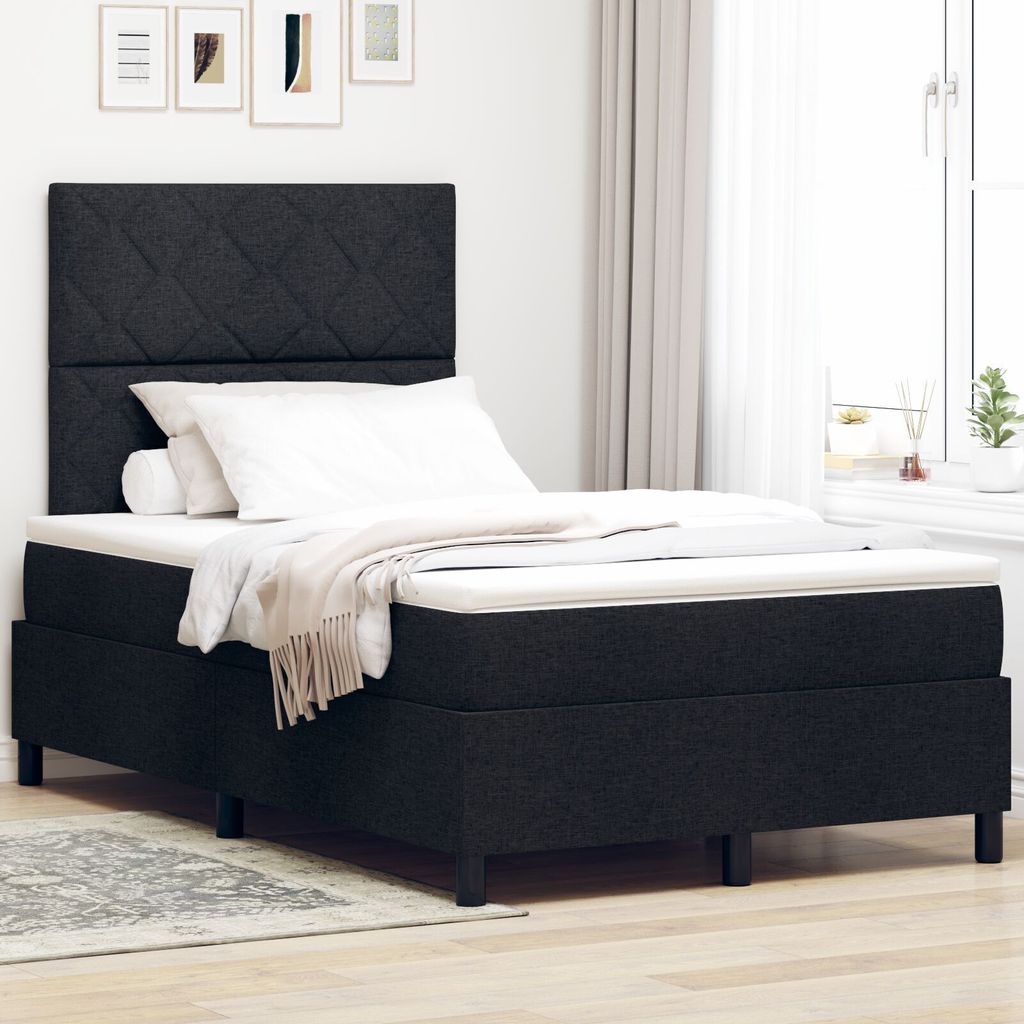Boxspringbett mit Matratze & LED Schwarz 120x190 cm Stoff, Klassische Betten DesignMöbel Neu