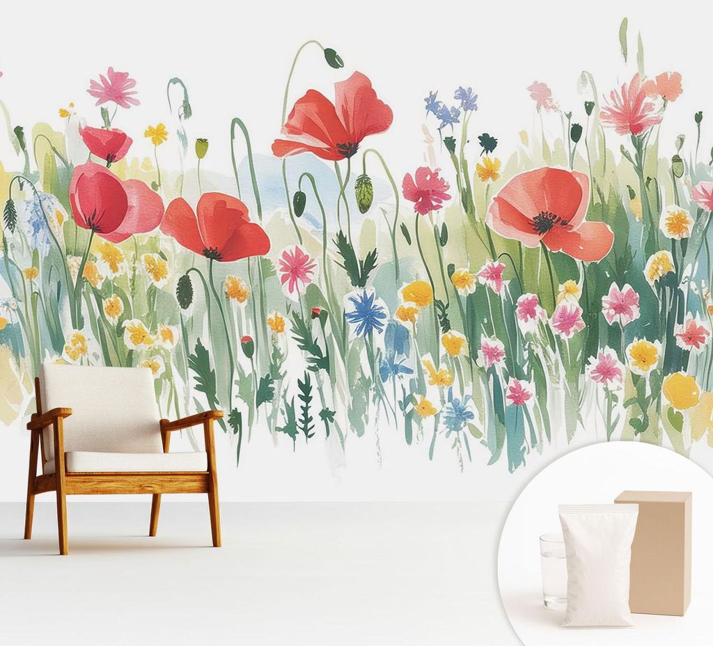 Fototapete - 312x219 cm - Tapete - Wandtapete - Wandbilder - Dekofolie - Tapete Folie - Wand - Dekoration - Wohnzimmer - Sommerwiese