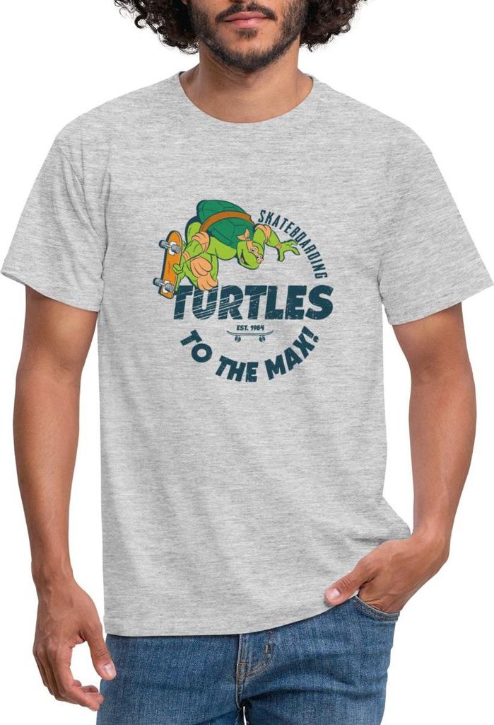 Spreadshirt Ninja Turtles Skatboarding Turtles Männer T-Shirt, XXL, Grau meliert