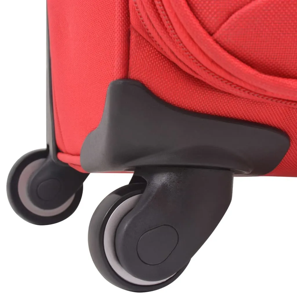 Set de 3 valises souples trolley rouge avec roues multidirectionnelles - 8