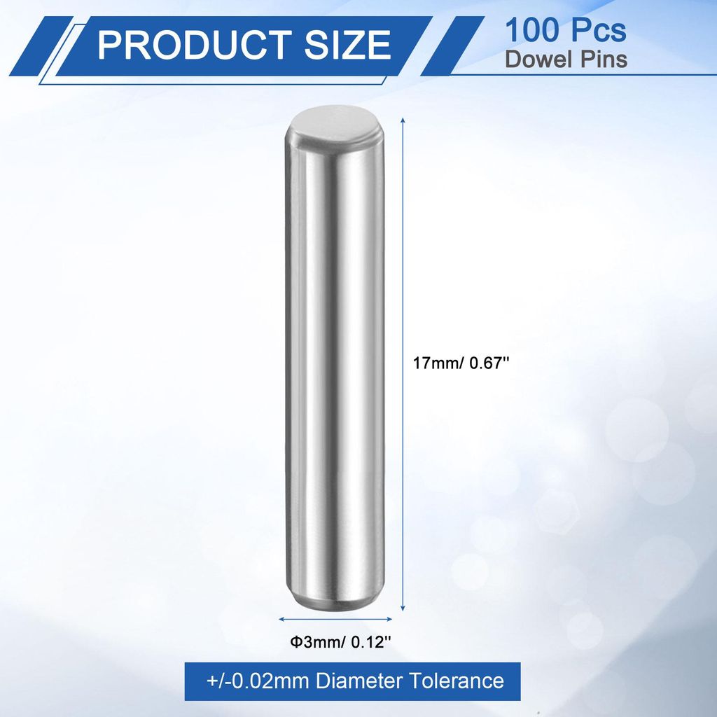 100 Stš¹ck Zylinderstifte Rostfrei, 3x17mm Spannstift Passstift, Silberton Metallstifte Metallstifte, Dš¹belstifte Bolzen Metall fš¹r DIY, M?...