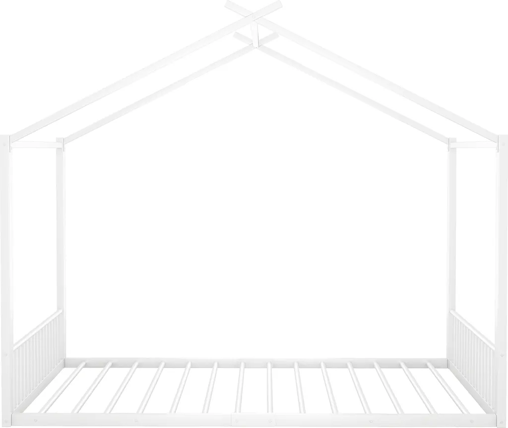 Lit enfant 140x200cm au sol avec sommier en fer blanc pour chambre de jeu - 7