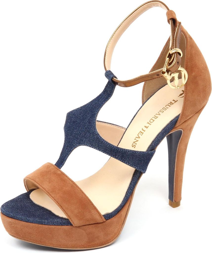 D2826 TRUSSARDI JEANS blau denim/beige Sandale Frau Schuh Frau