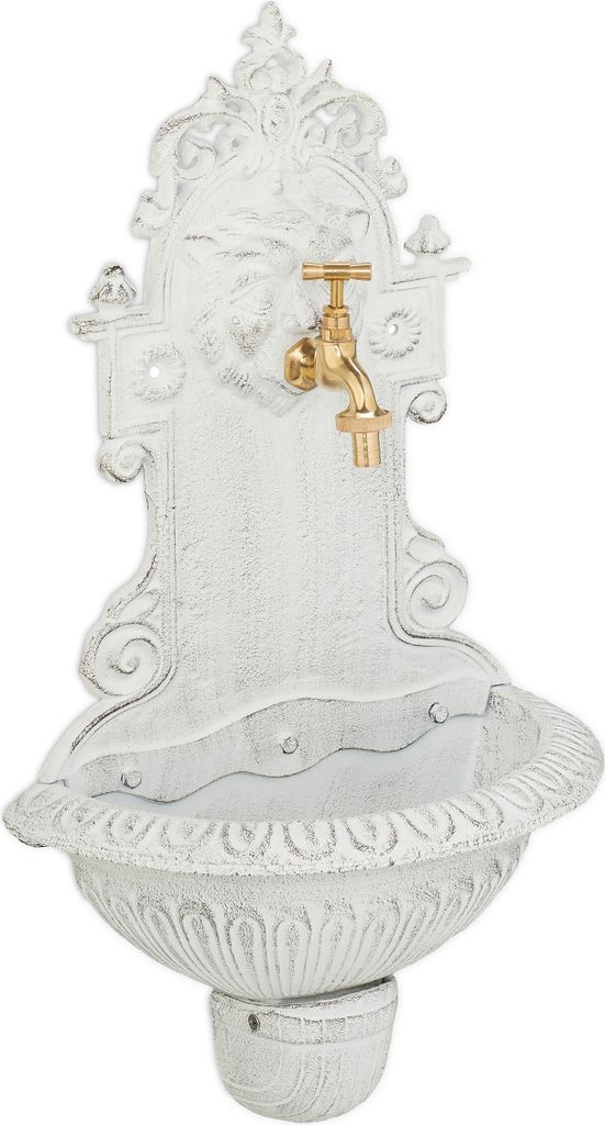 Fontaine murale Relaxdays, gargouille, lavabo et robinet, Image du produit 