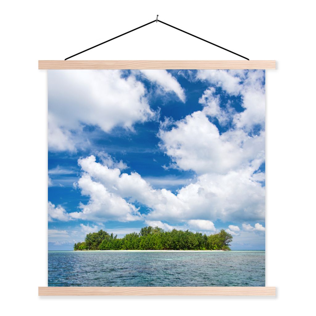 MuchoWow Textilposter Insel - Sommer - Tropisch 40x40 cm mit holzfarbenen Rahmen - Posterleiste