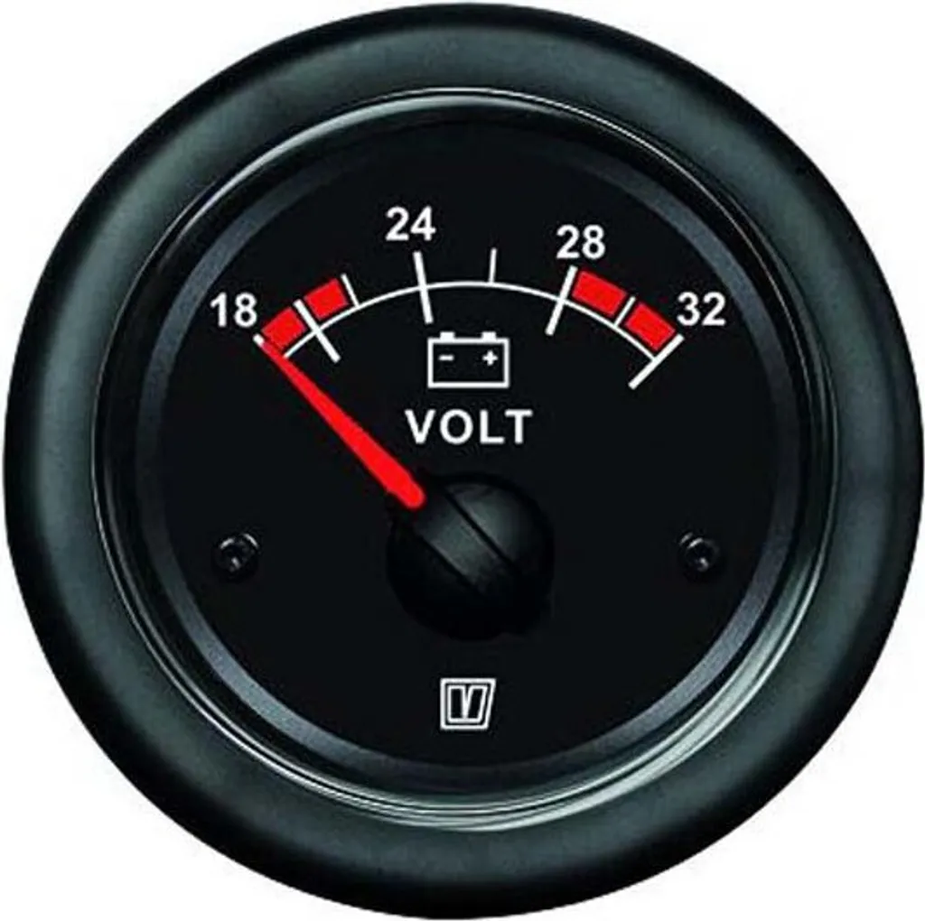 Indicateur de Batterie Marine Vetus 52mm Argenté pour Systèmes de 24V