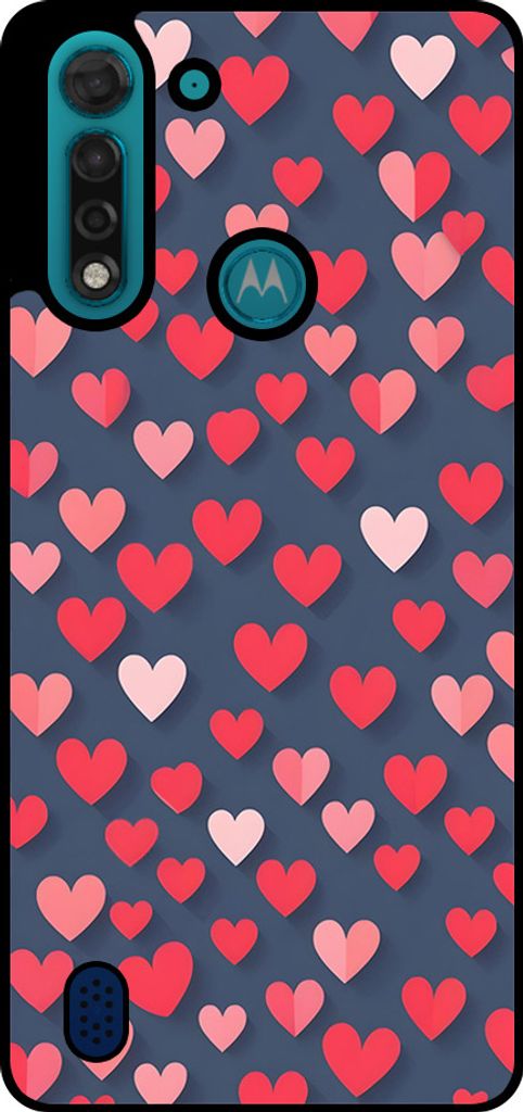 Smartphonica Telefon Fall fit für Motorola Moto G8 Power Lite mit rosa und roten Herzen drucken - TPU Backcover Fall mit rosa und roten Herzen Design