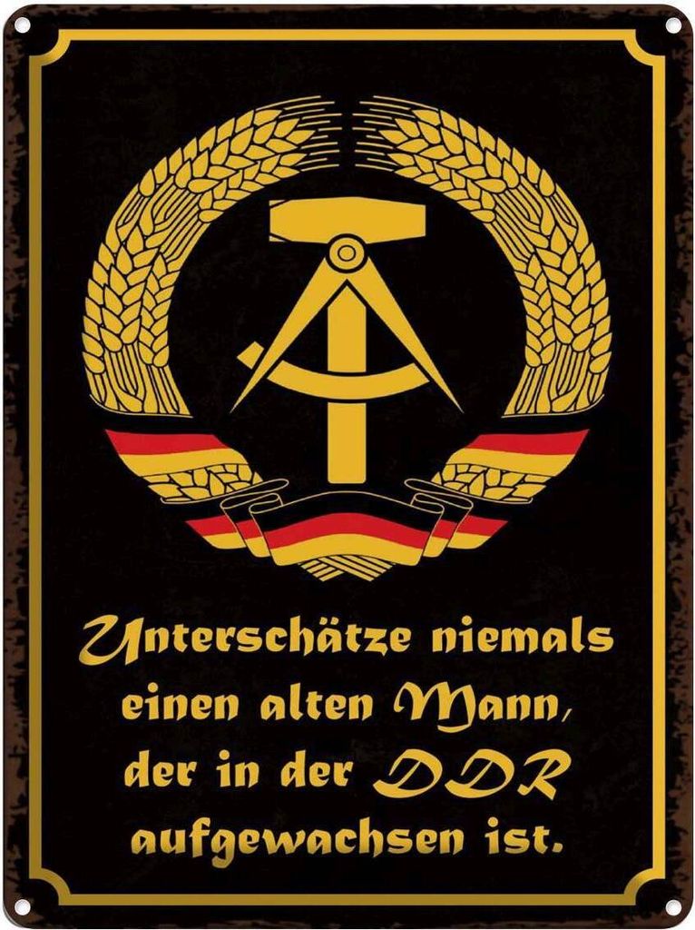 vianmo Blechschild 40x30 cm unterschätze niemals Mann DDR Spruch Zitat