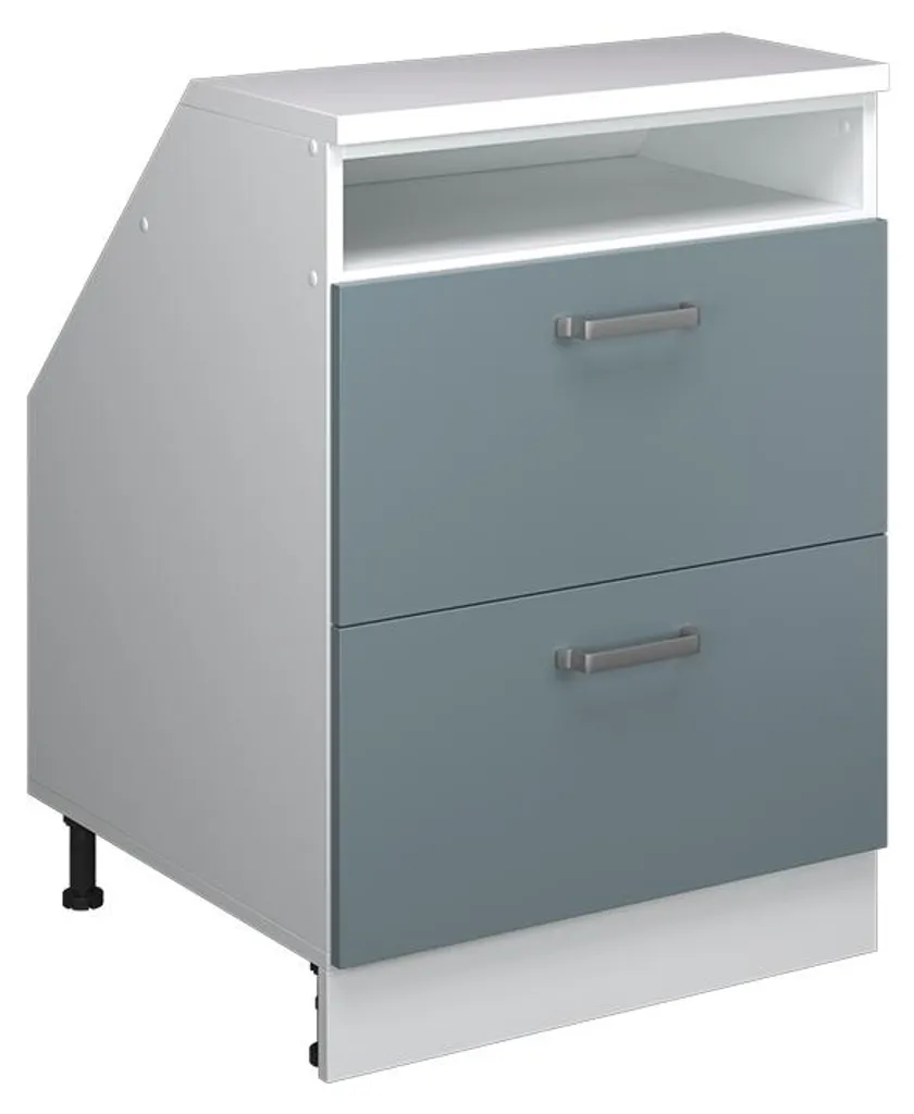 Meuble bas 2 tiroirs Vicco R-Line 60x60cm Bleu-gris pour sous-pentes