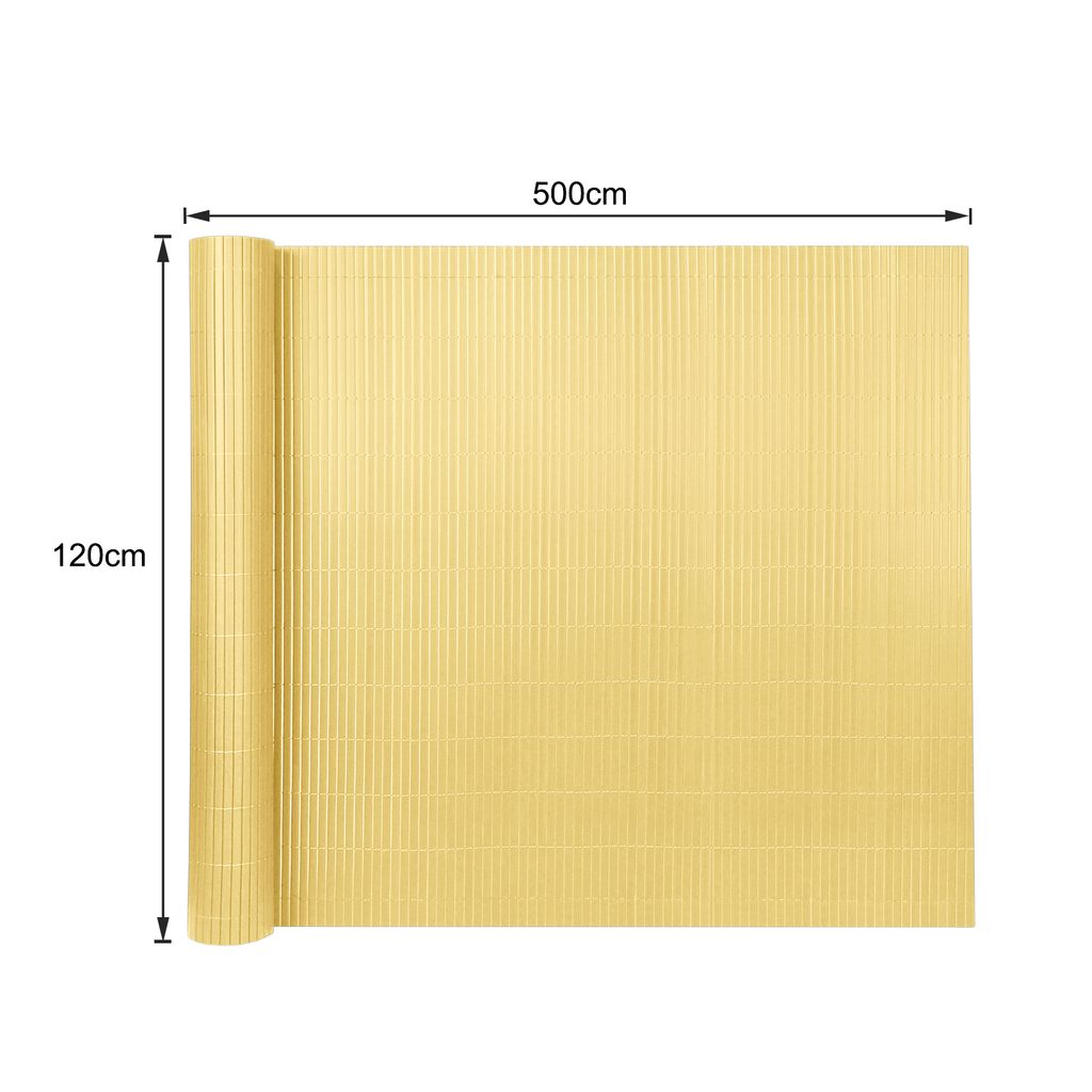 LARS360 PVC Sichtschutzmatte Verstärkung W-Struktur Sichtschutzzaun Windschutz Sichtschutz Balkon mit Kabelbindern, 120 x 500 cm, Bambus