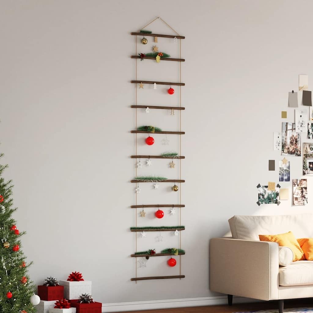 vidaXL Wanddekoration in Leiterform 50x200 cm Natürlicher Zweig