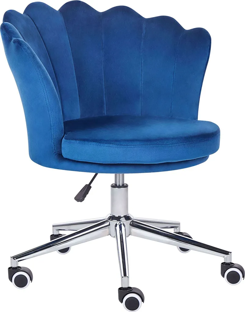Fauteuil Monticello Lumarko bleu avec assise rembourrée et roulettes
