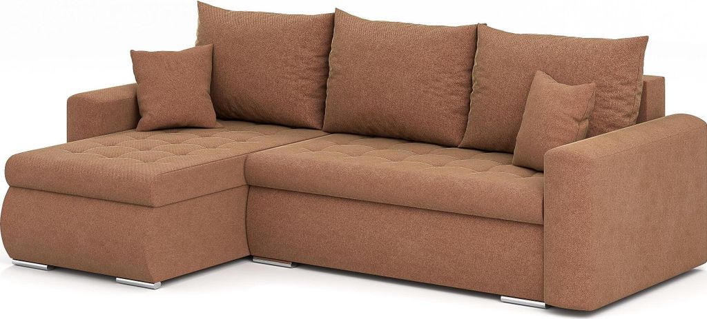 Ecksofa Luis L - Eckcouch L-Form, Sofa Couch, mit Schlaffunktion, Bettkasten, Kissen und Steppung, Polstermöbel, LINKS, Storm 54