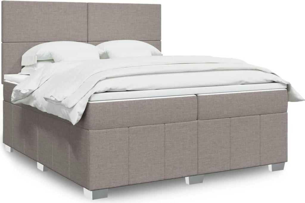 Möbel Boxspringbett mit Matratze Taupe 200x200 cm Stoff - Klassische Betten 3294072