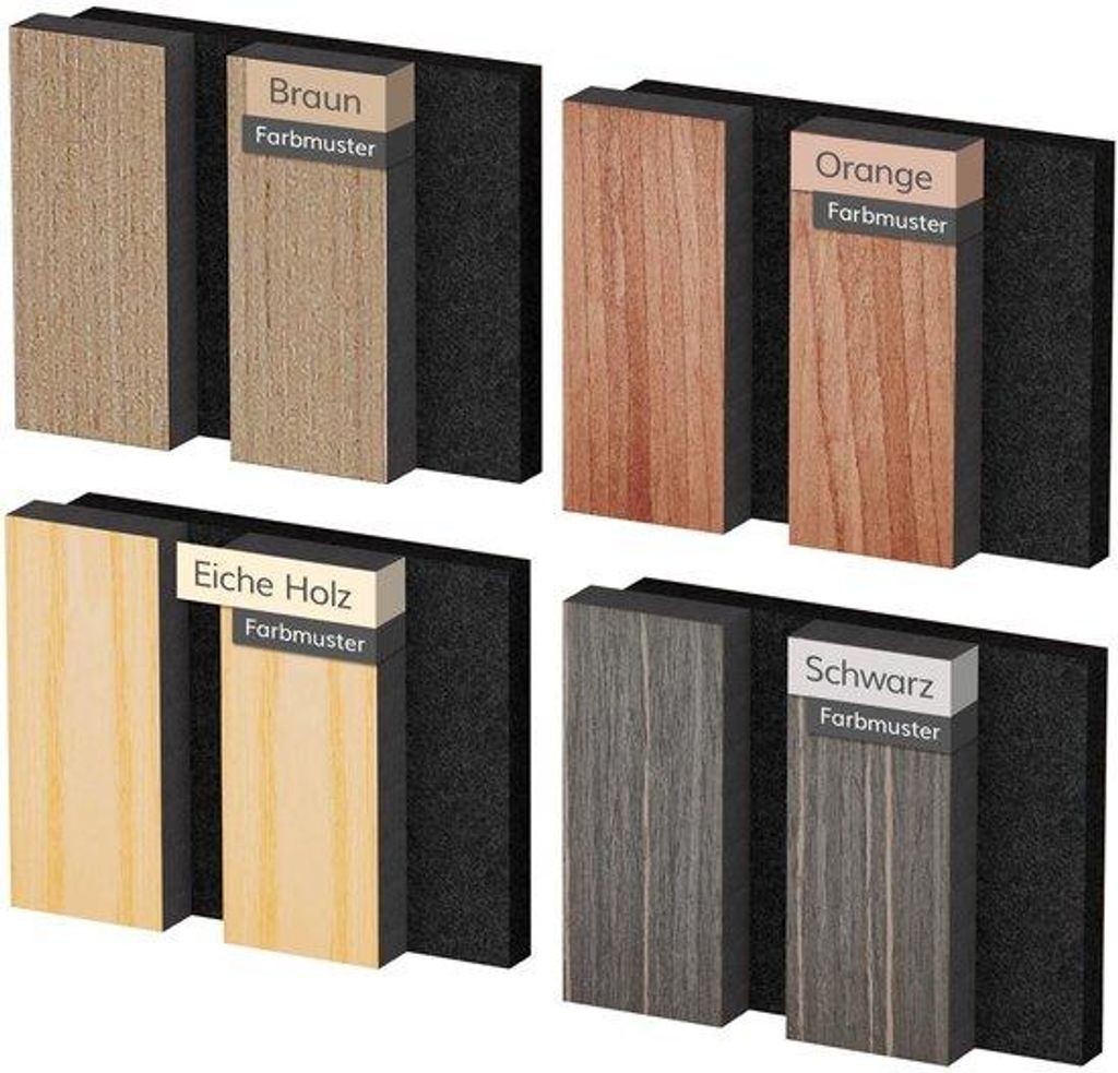 Houtlook-Akustik-Panele 4er-Pack, 10,5x7,5x2,1cm, Holz-Design, Wandpaneel-Set, Holz-Look, Akustik-Isolierung