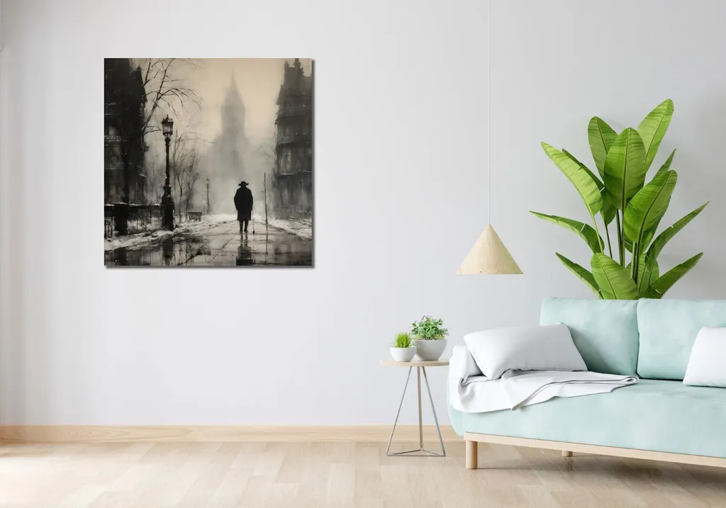 Cadre deco Londres 90 x 90 cm impression haute definition brume