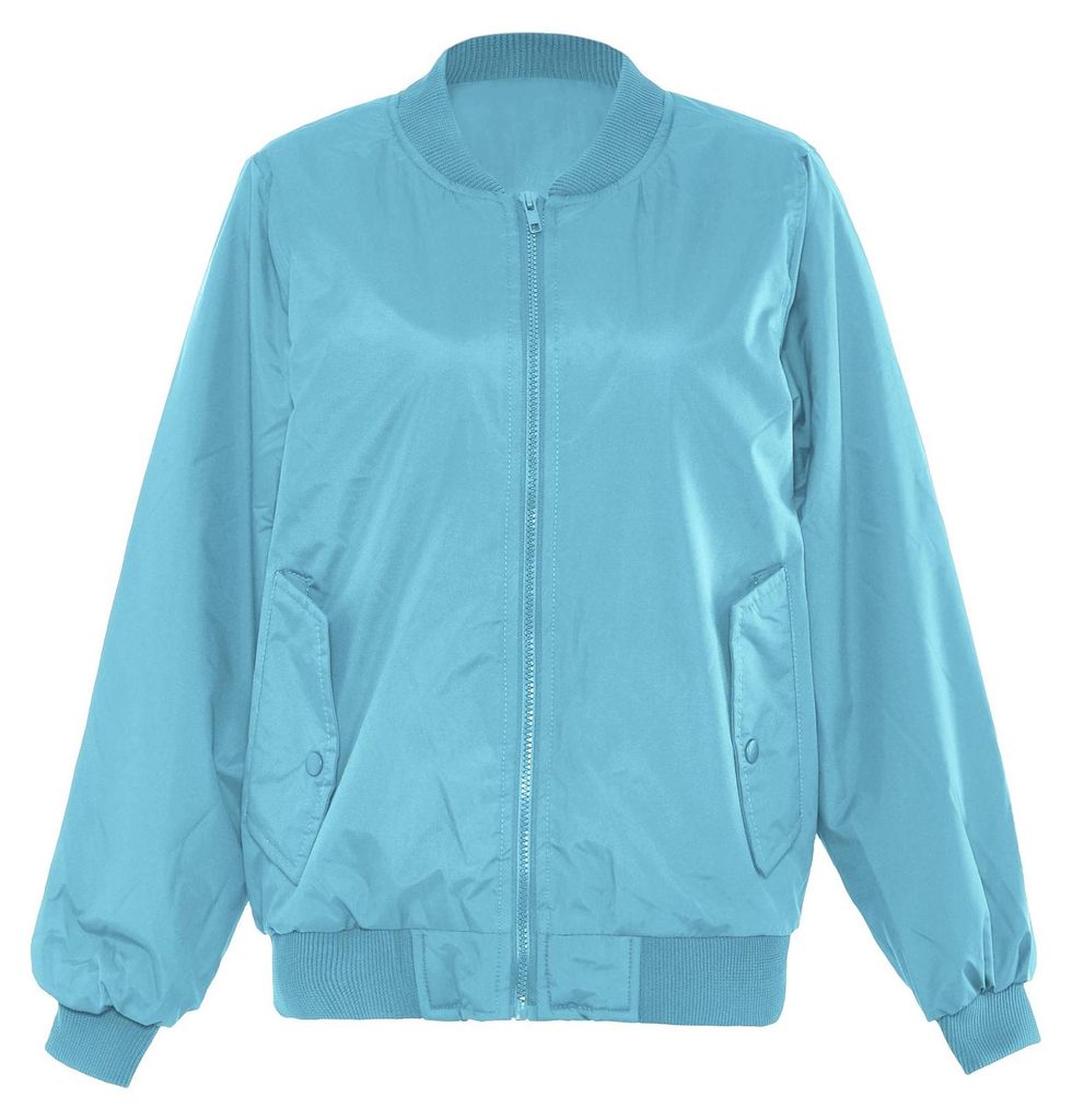 Sportliche Damen Jacke aus Polyester mit schrägen Pattentaschen und Rippbündchen, grün, Größe L
