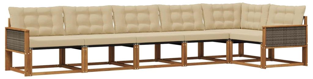 vidaXL Outdoor-Sofagarnitur mit Kissen 6 pcs Natur und Beige