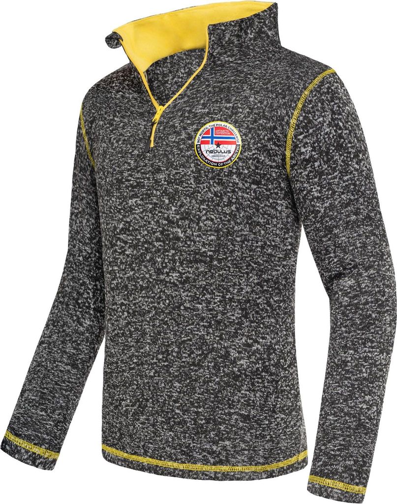 Nebulus Fleecepullover JIMI Herren, warmer Fleecepullover, Pulli aus Fleece mit Half Zip Reißverschluss, P5210 - Herren, schwarz-gelb, XL