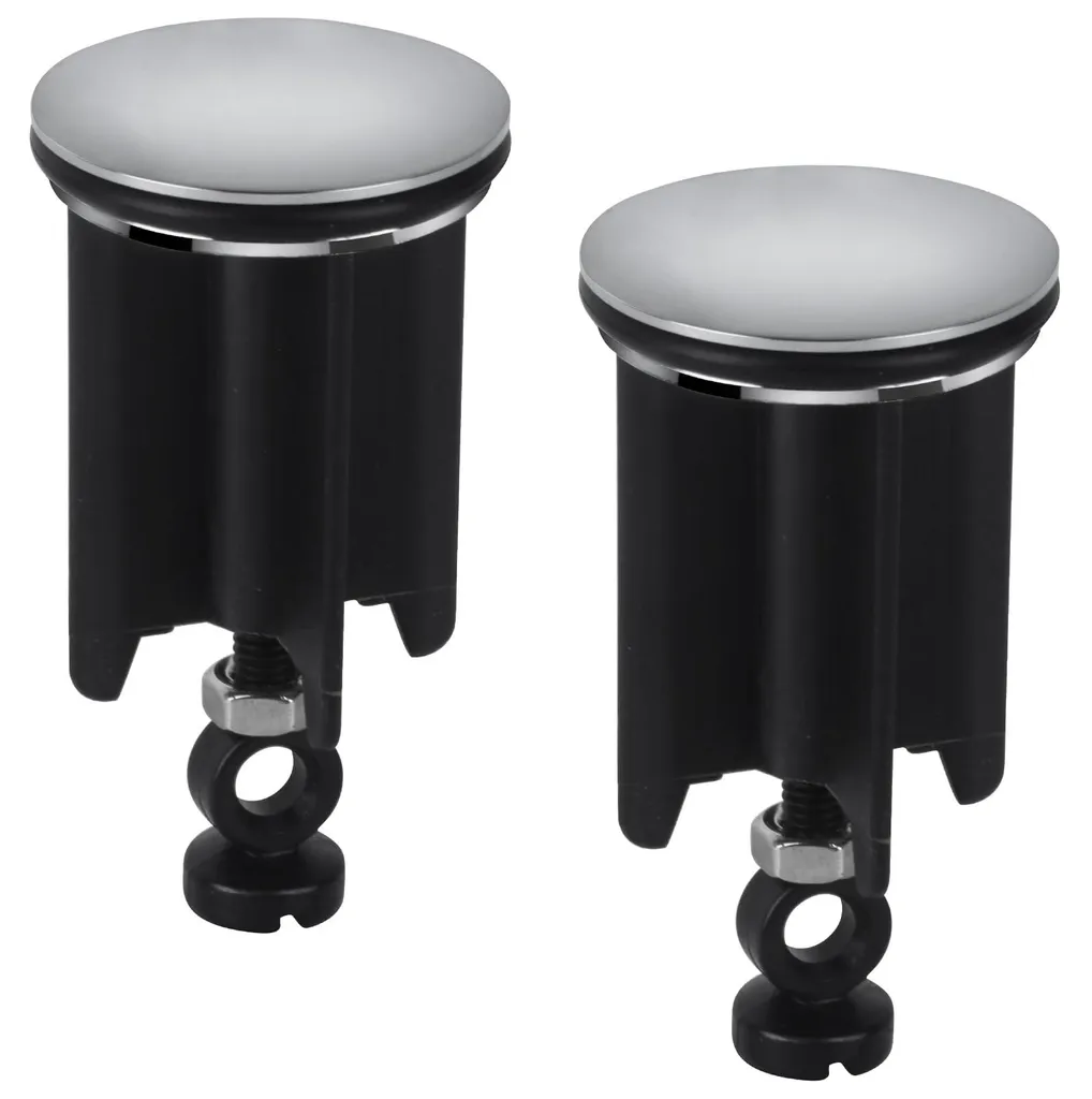 Lot de 2 clapets de lavabo chromés avec joint noir pour salle de bain