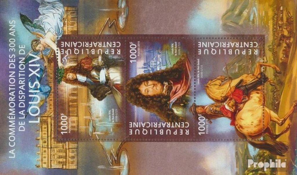 Briefmarken Zentralafrikanische Republik 2015 Mi 5260-5262 Kleinbogen (kompl. Ausgabe) postfrisch Ludwig XIV