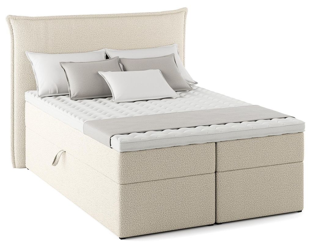 home24 Boxbett mit Stauraum - Bouclé