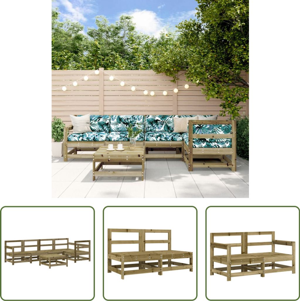 The Living Store 6-tlg. Garten-Lounge-Set Imprägniertes Kiefernholz