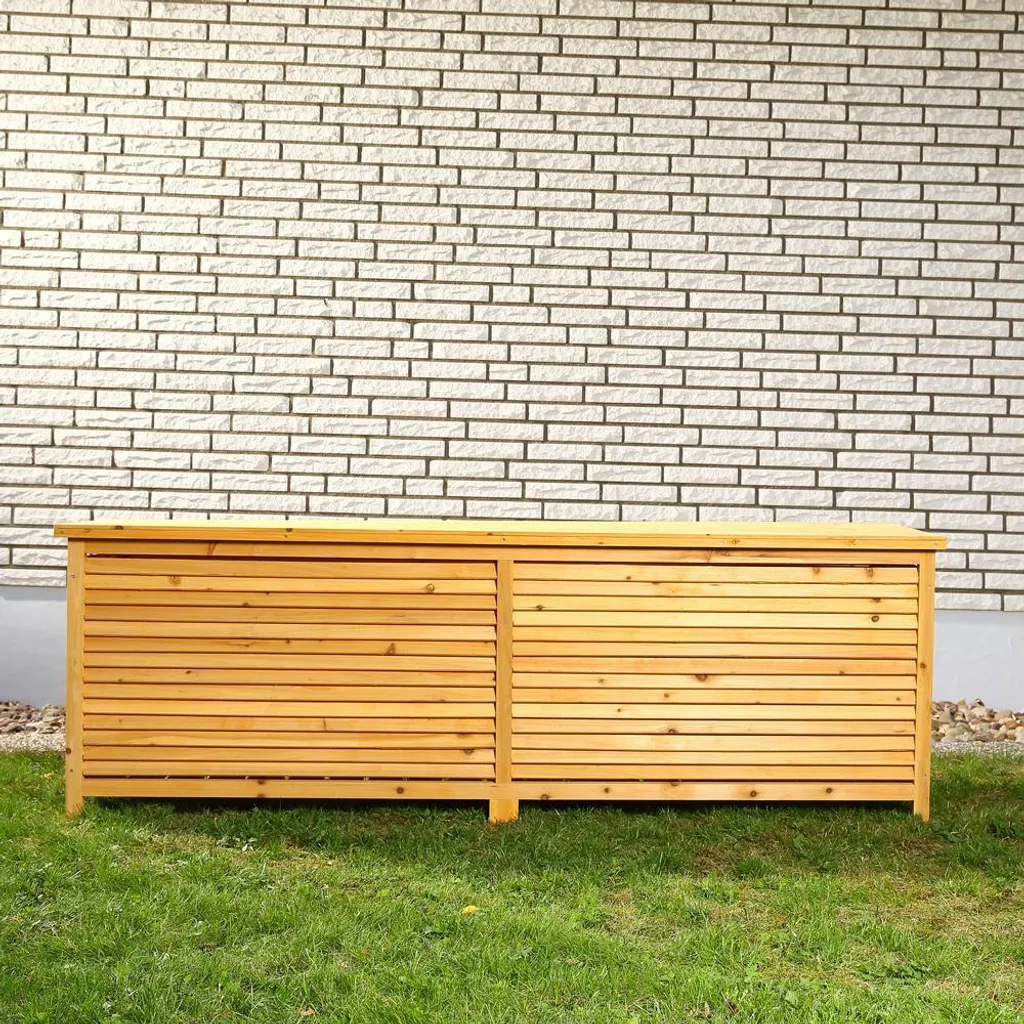 Coffre de jardin Mucola en bois massif 170 cm - Stockage robuste
