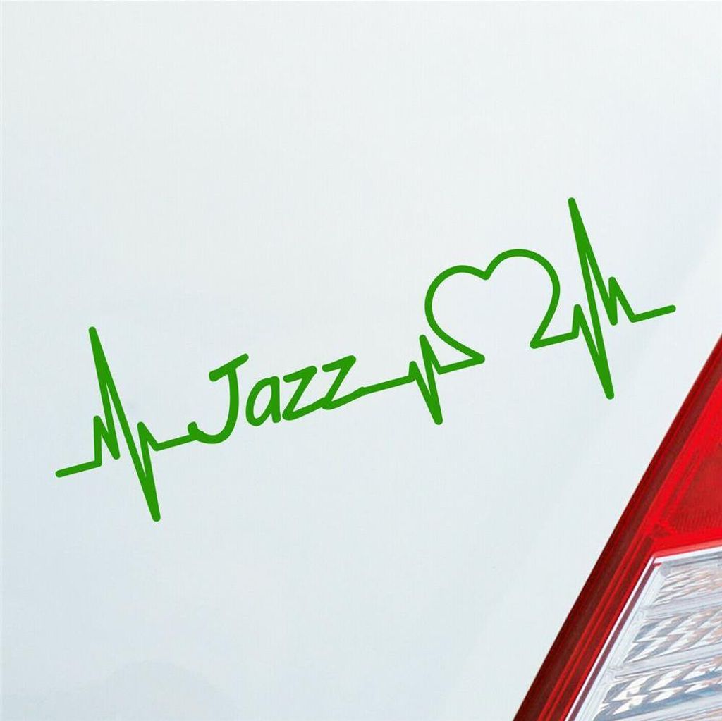 Auto Aufkleber Jazz Herz Puls Auto Car Liebe Love 19x6 cm Hellgrün Sticker Heckscheibenaufkleber