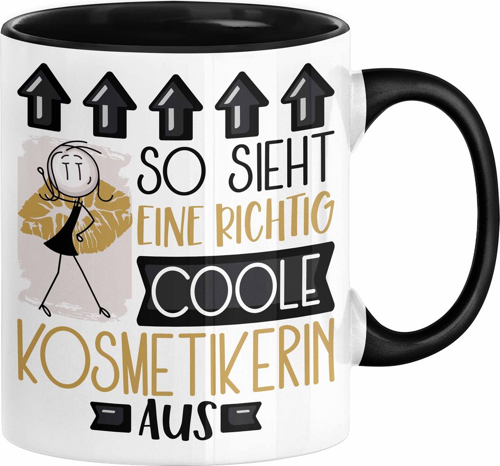 Kosmetikerin Geschenk Tasse Lustig Geschenkidee für Kosmetikerin Geburtstag So Sieht Eine Richtig Coole Kosmetikerin Aus Frauen Spruch (Schwarz)