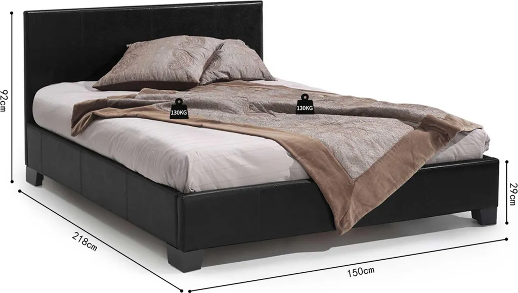Lit double Miro 140x200 noir - Structure design avec cadre robuste - 4