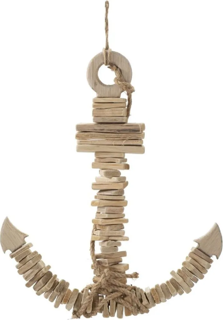 Décoration Murale Ancre en Bois Naturel 46 cm Mauro Ferretti Marine