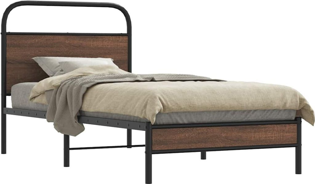 "2026 Promotion" Bettgestell moderne - ohne Matratze - 90x190 cm - Braun Eichen-Optik - Polsterbett CC25209