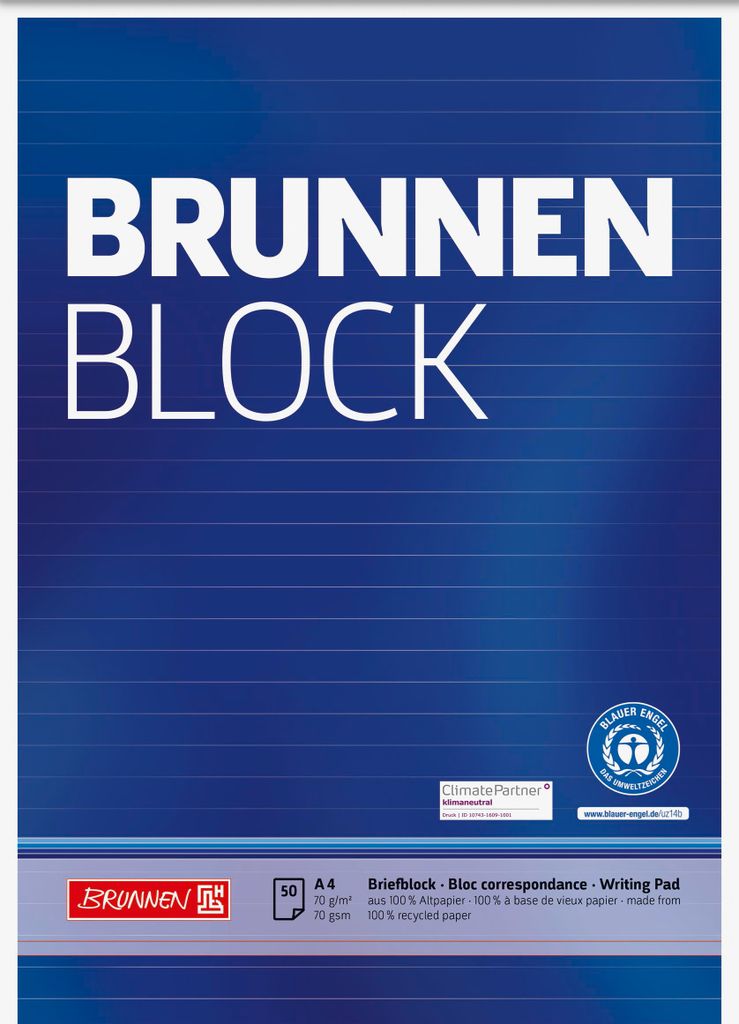 Bloc d'écriture Brunnen-Block A4 70g/qm 50 feuilles RC Image du produit 