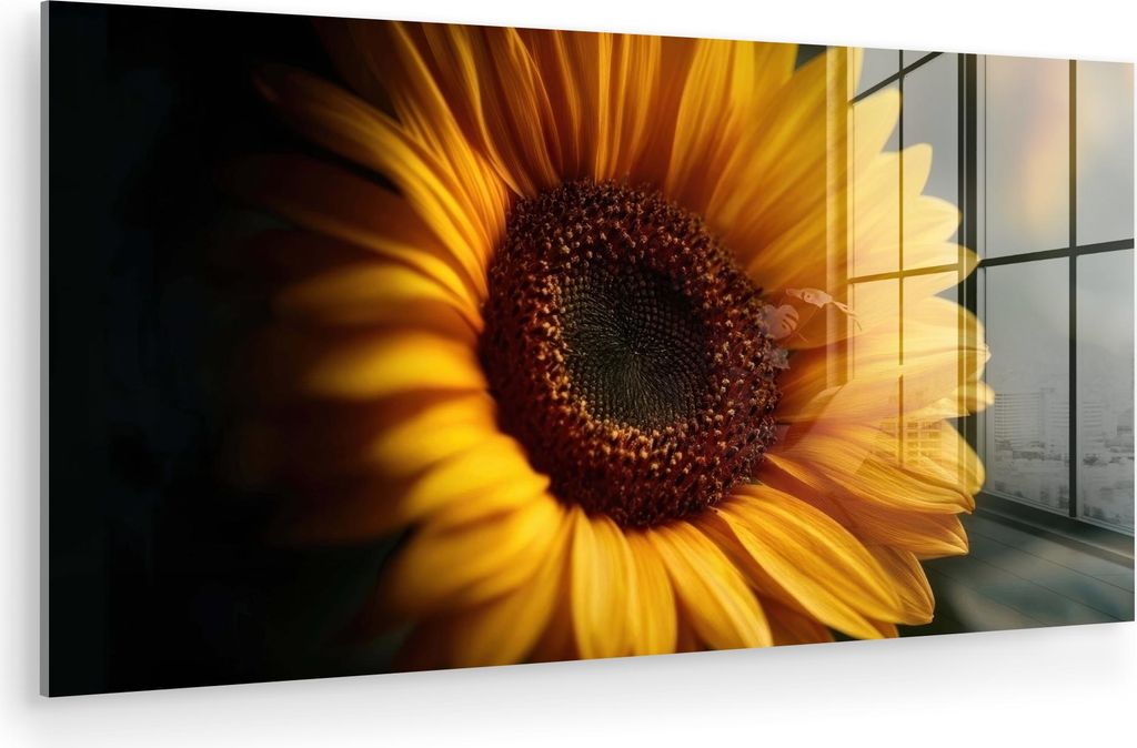 MuchoWow Glasbilder - Bilder auf Wandbild - Foto auf Glas Gelb - Sonnenblume - Sommerlich 80x40 cm Wanddekoration aus Glas - Acrylglasbild - Acrylb...