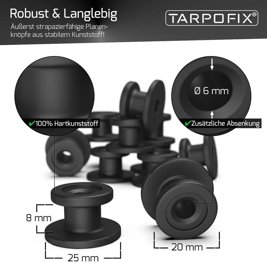 Bottoni per teloni Tarpofix® bottoni rotondi (20 pz.) - Immagine del prodotto 