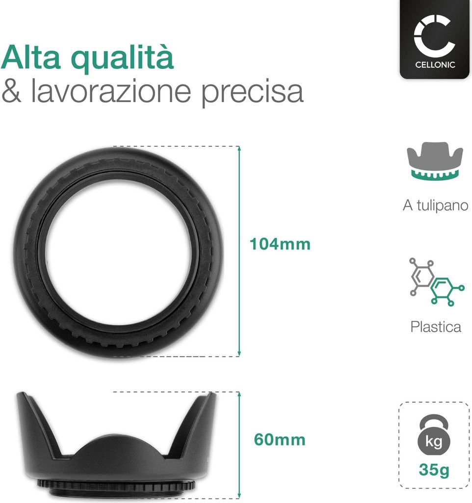 Paraluce Grandangolare 72 Mm In Alluminio – Filettatura A Vite – Per Obiettivi Con Filtro 72mm - 4